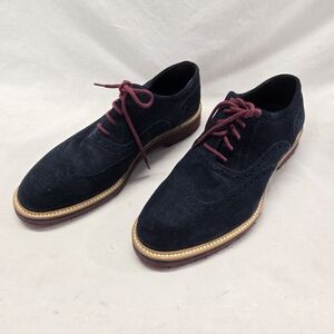 To Boot Men's Size 9 Navy Blue Suede Oxfords with Burgundy Laces
